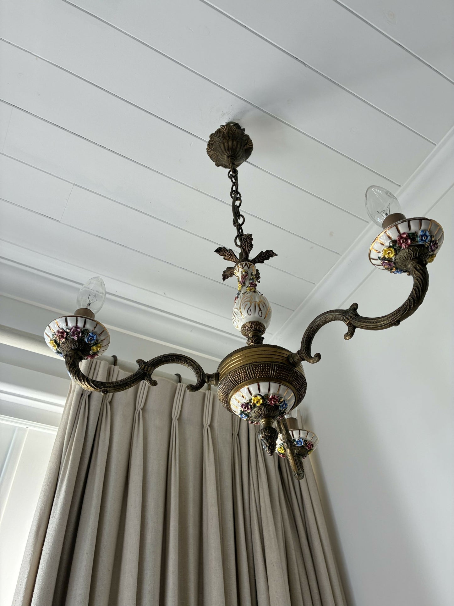 Three arm Capodimonte Chandelier