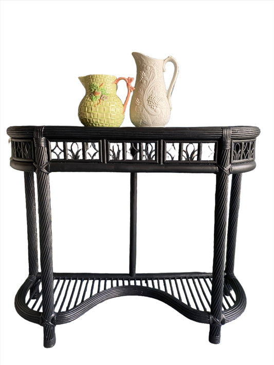 Black small cane hall table
