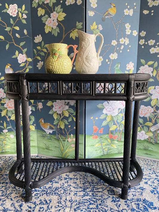 Black small cane hall table