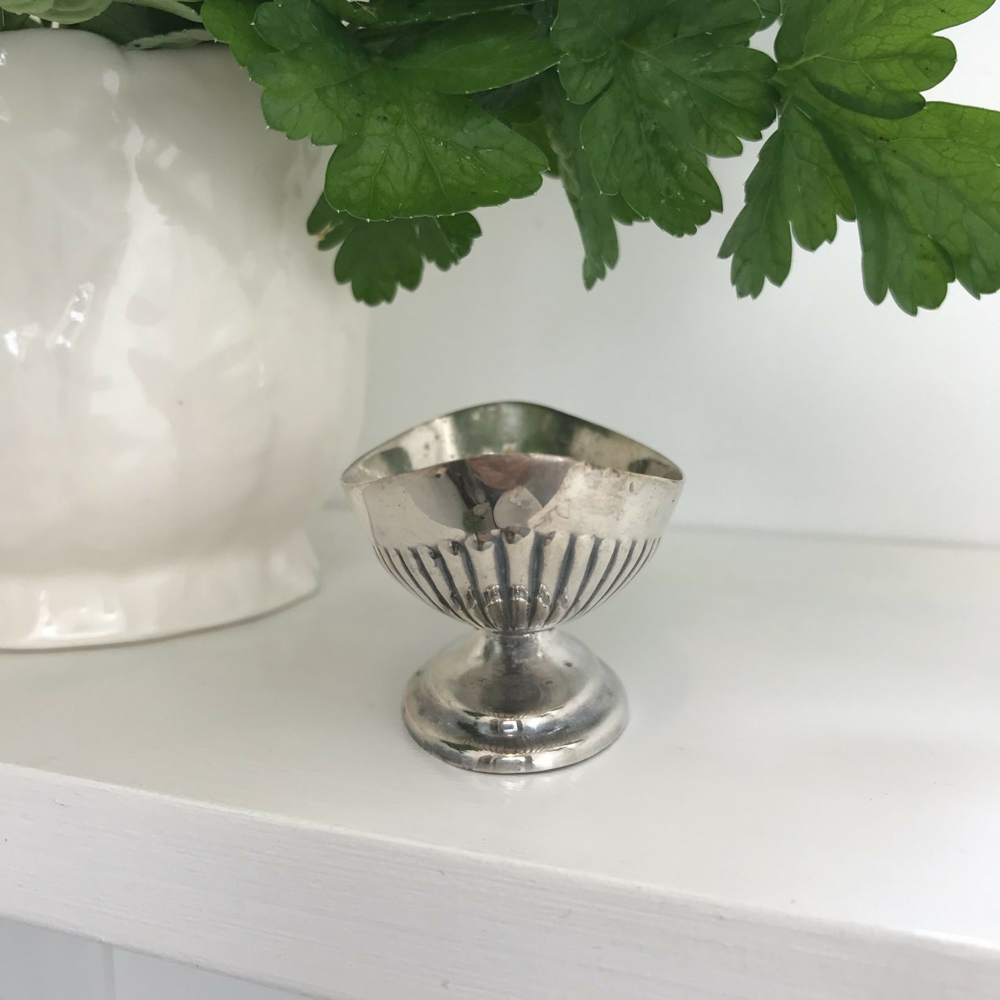 Small silver reeded dish