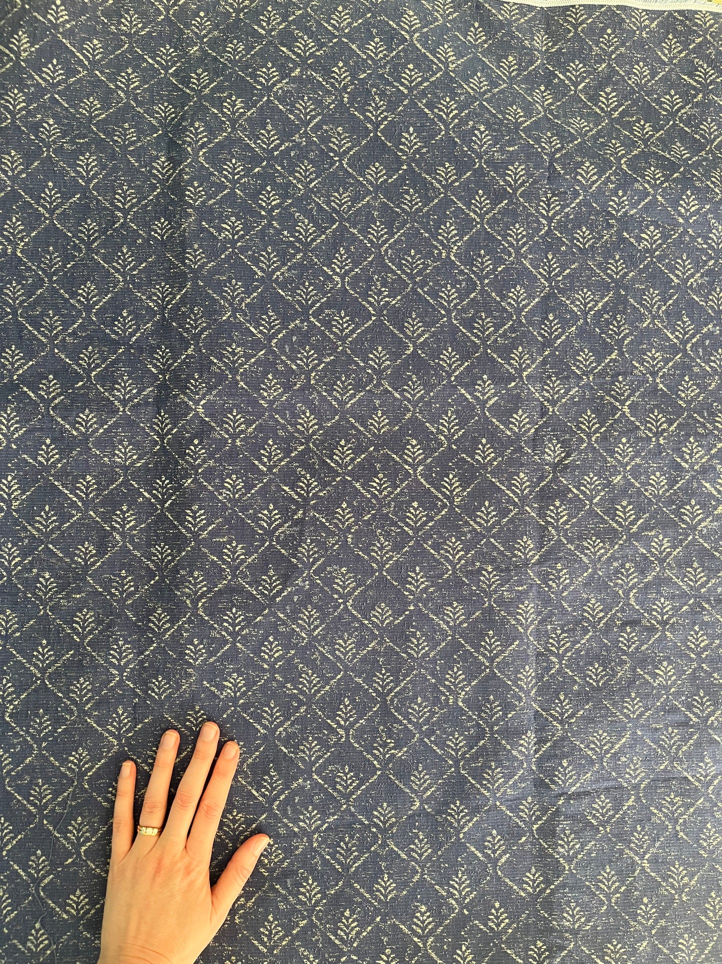 Navy pattern fabric remnant