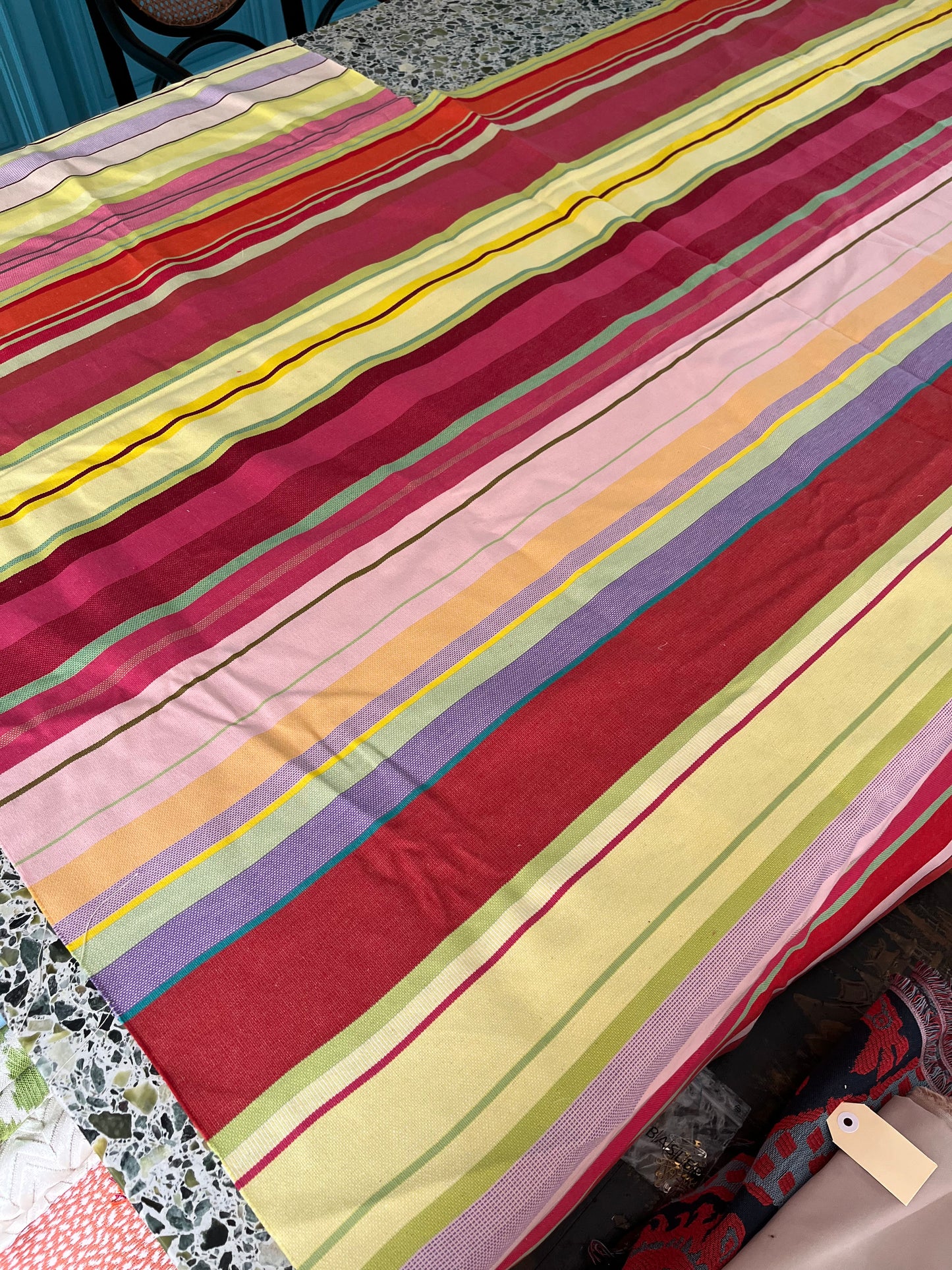 Multicoloured Stripe fabric remnant