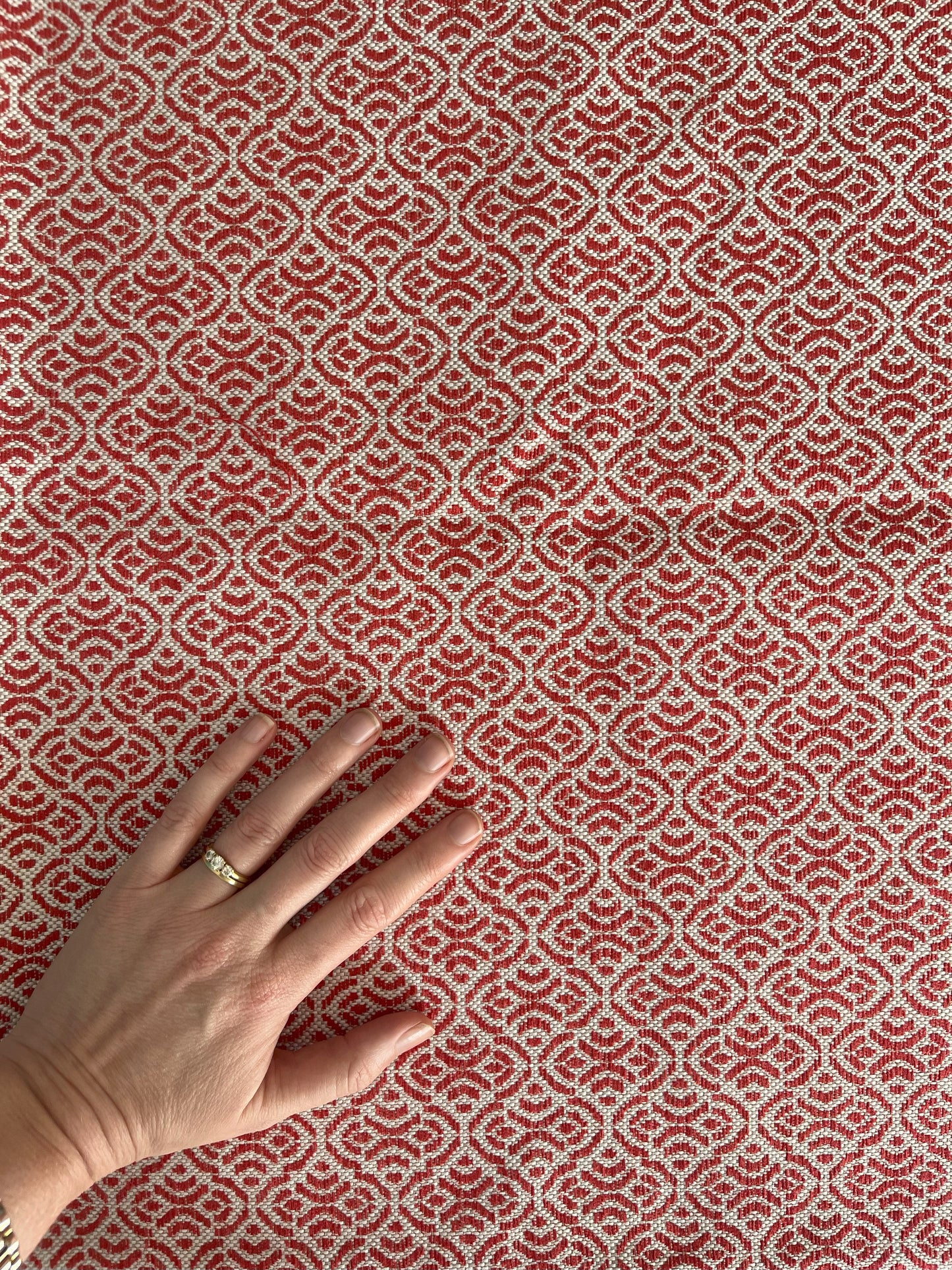 Red Geometric Fabric Remnant