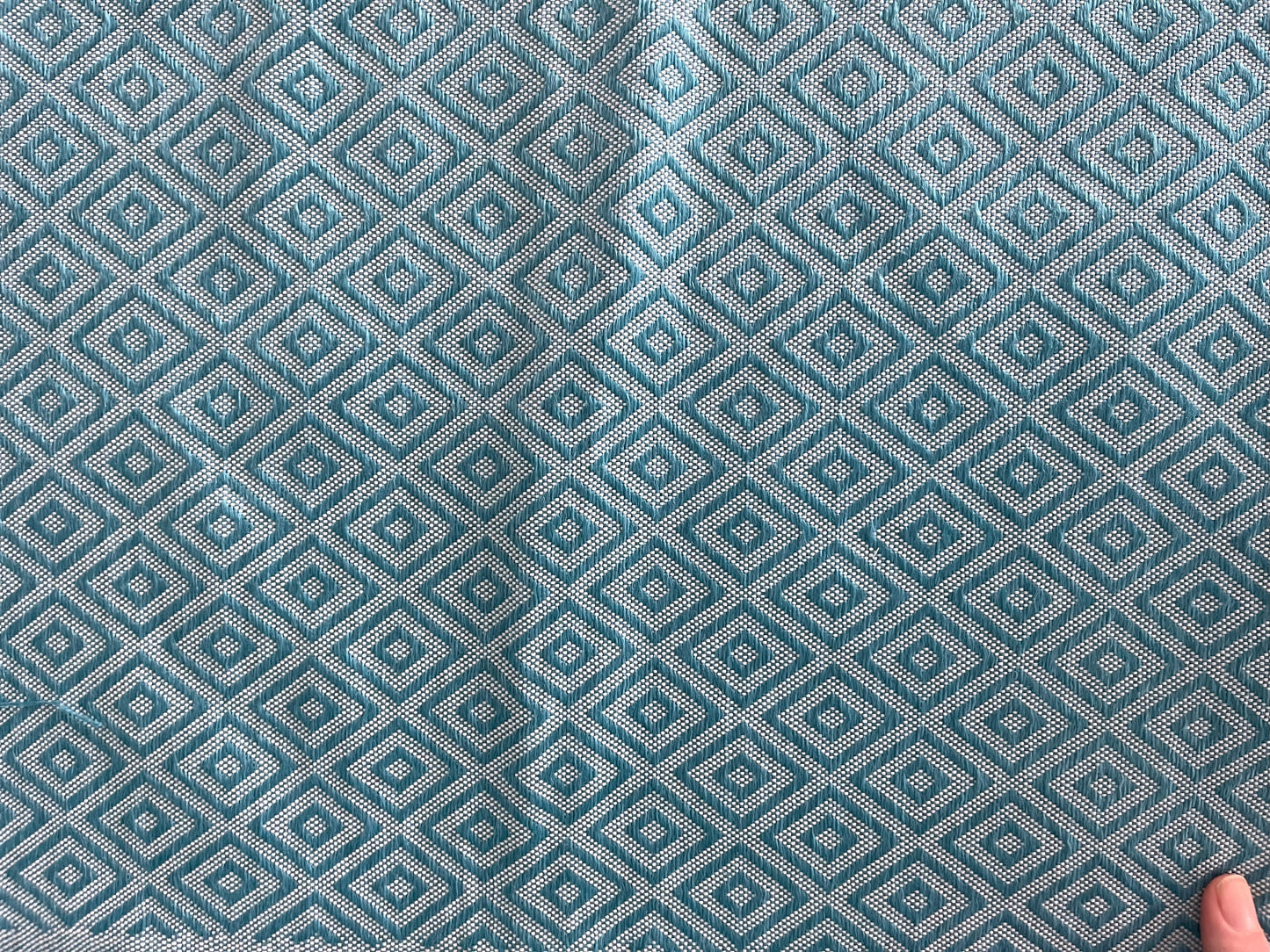 Warwick teal geometric Blue Fabric Remnant