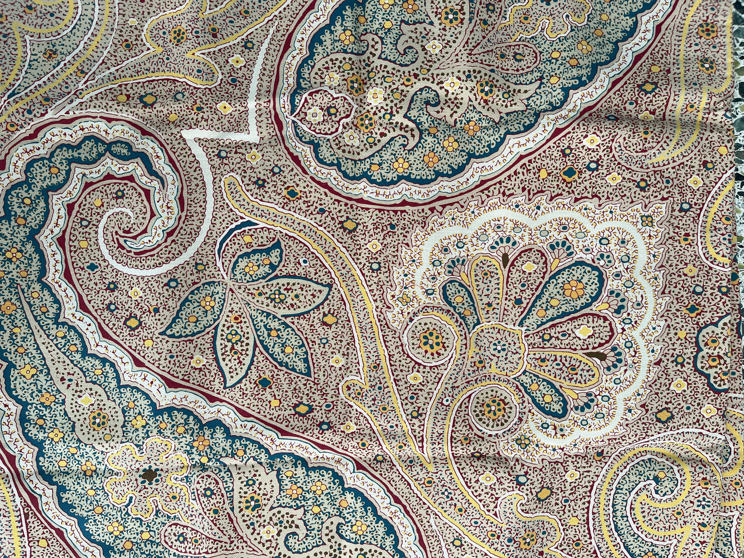 Thibaut 'Sherill Paisley' in Beige & Teal Fabric Remnant