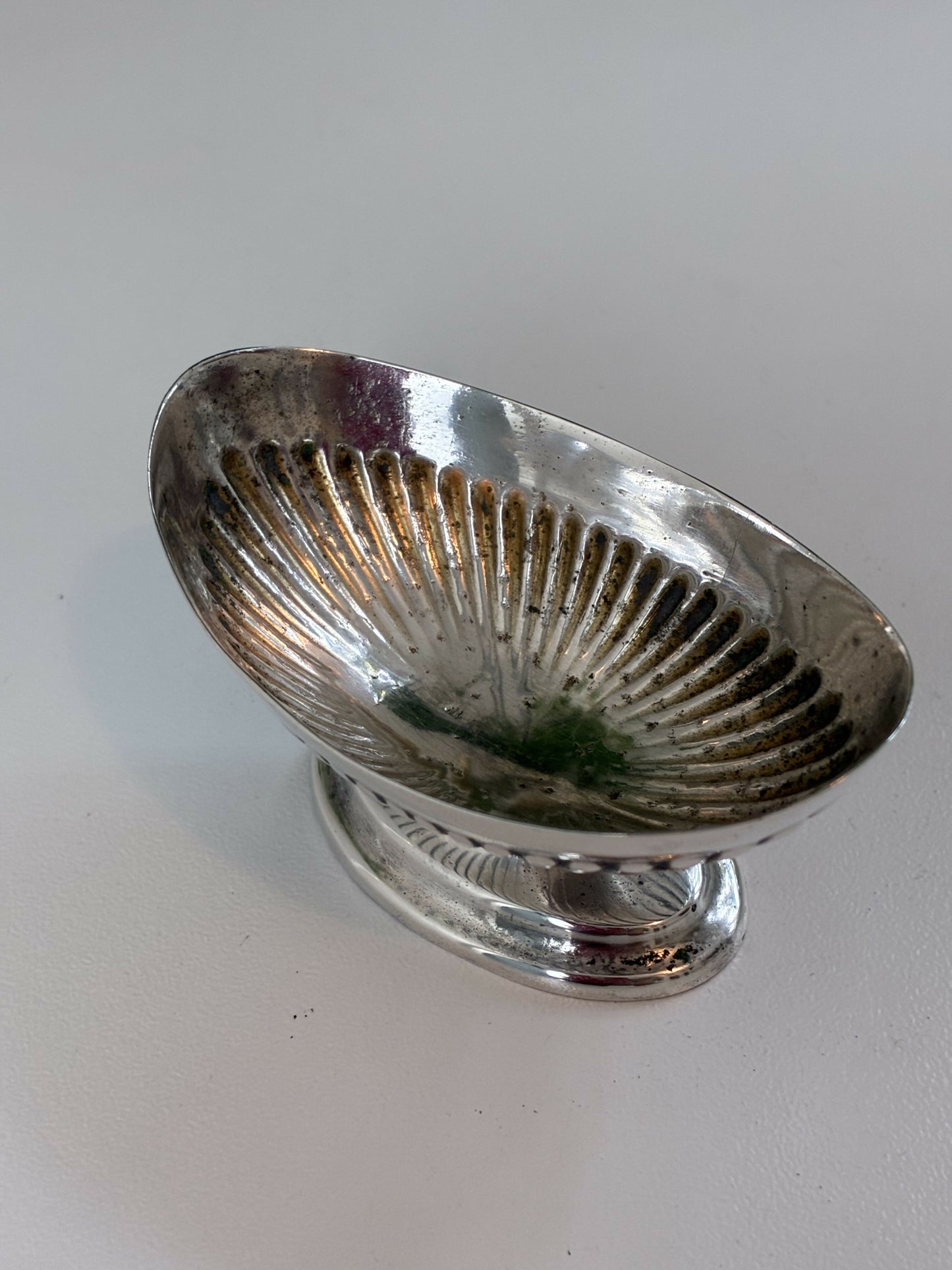 Small silver reeded dish