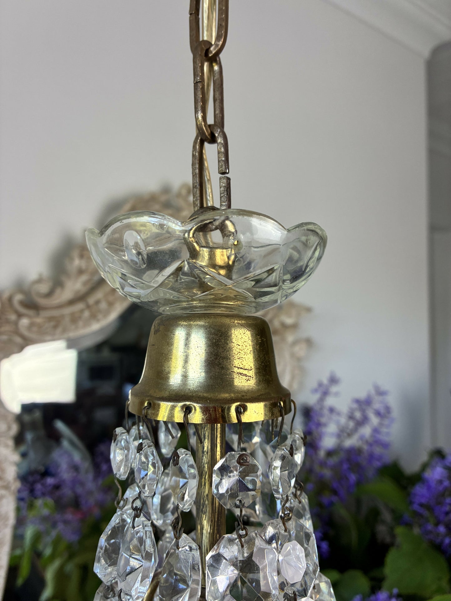 Small French Basket Chandelier