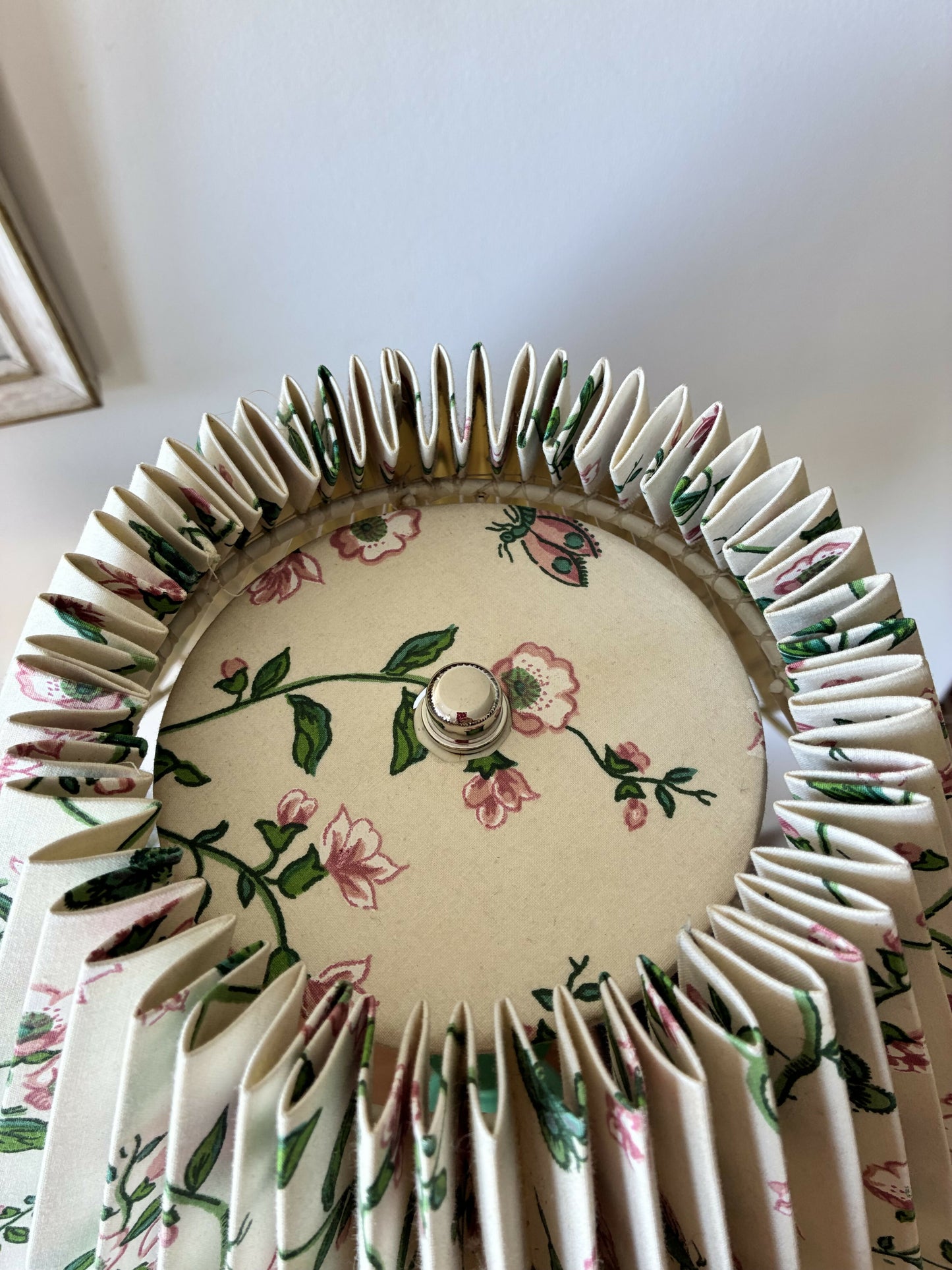 Pair of Green Candlestick Lamps with Pleated Shades