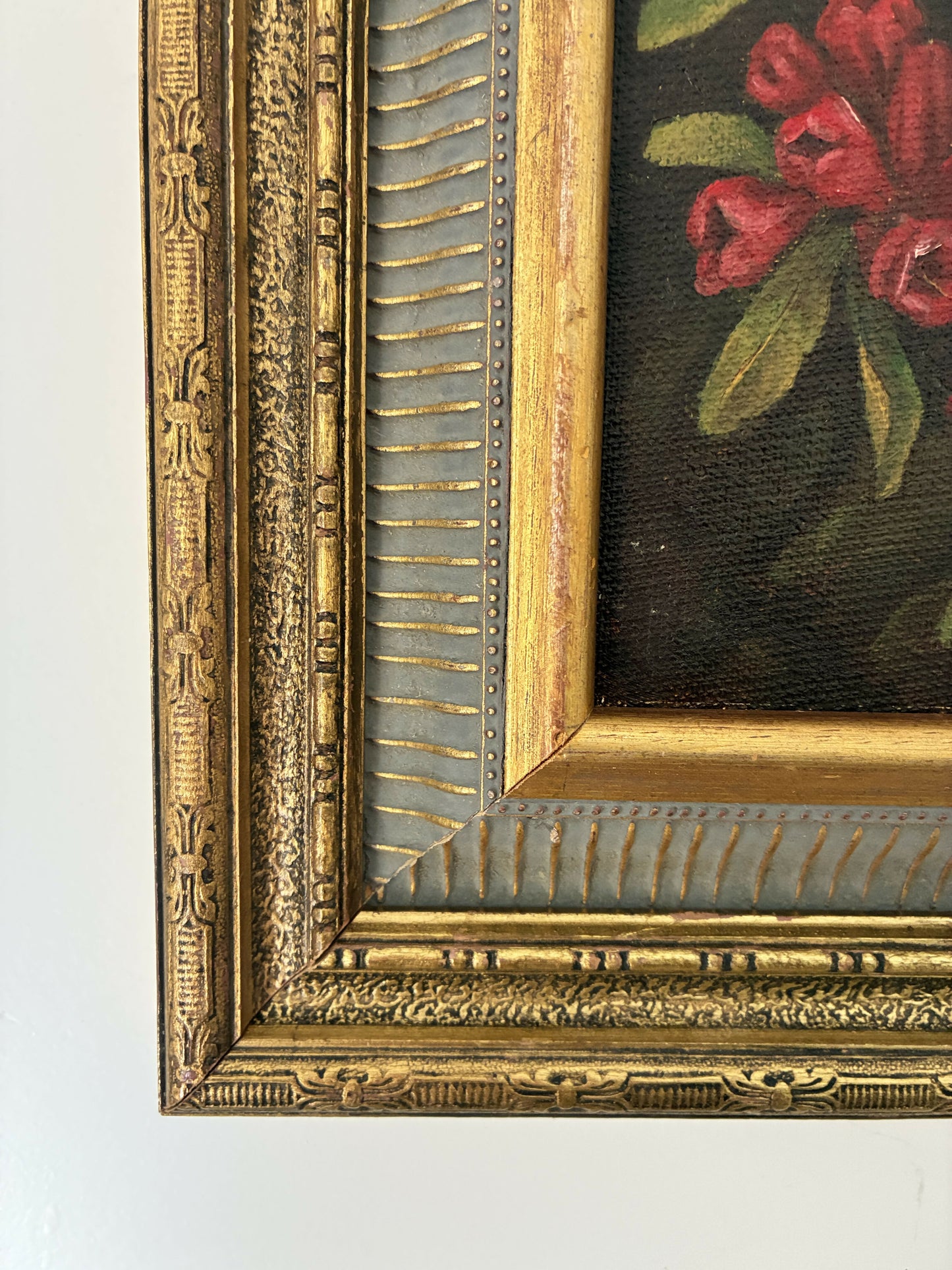 Rhododendrons in vintage gilt frame