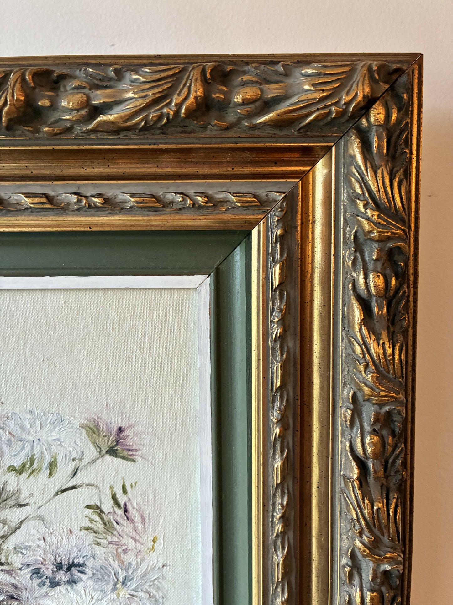 Asters in vintage gilt frame