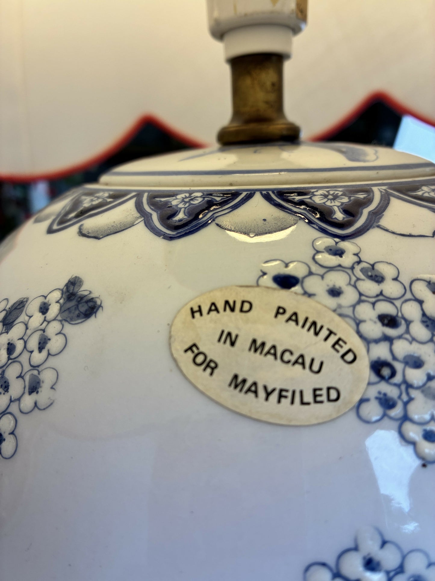 Large Blue and White Chinoiserie Lampbase