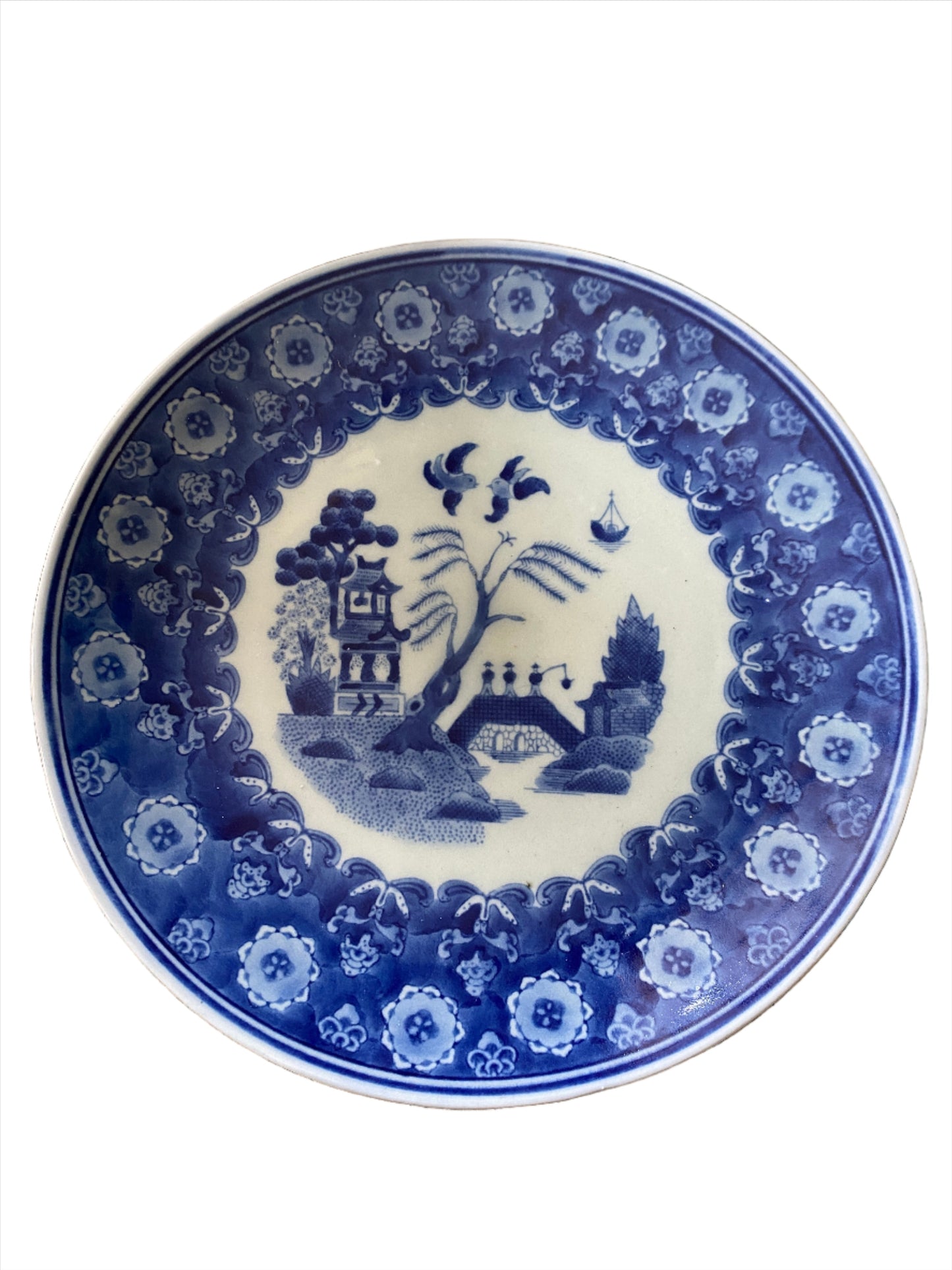 Blue and white display plate