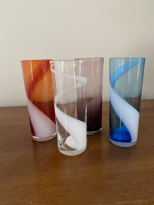 Set of 4 Vintage Coloured Tumblers
