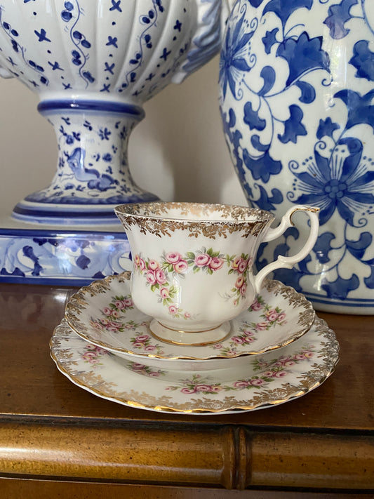 Royal Albert Bone China "Dimity Roses" Trio