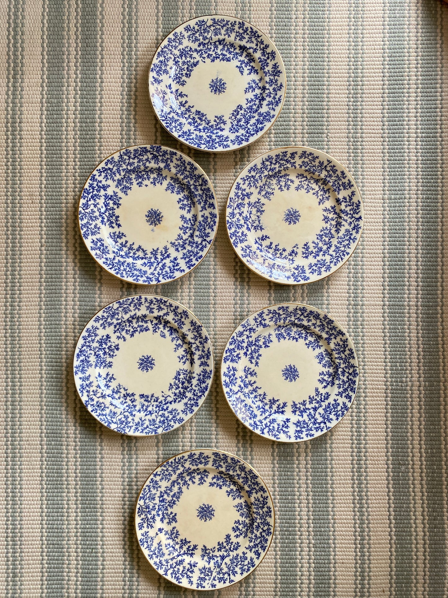 Set of 6 Minton Seaweed Cake Plates