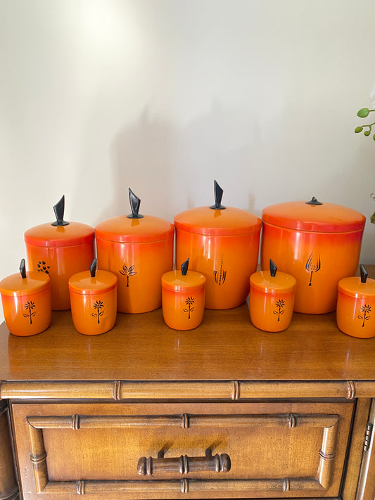 Retro vintage MCM Orange canister set