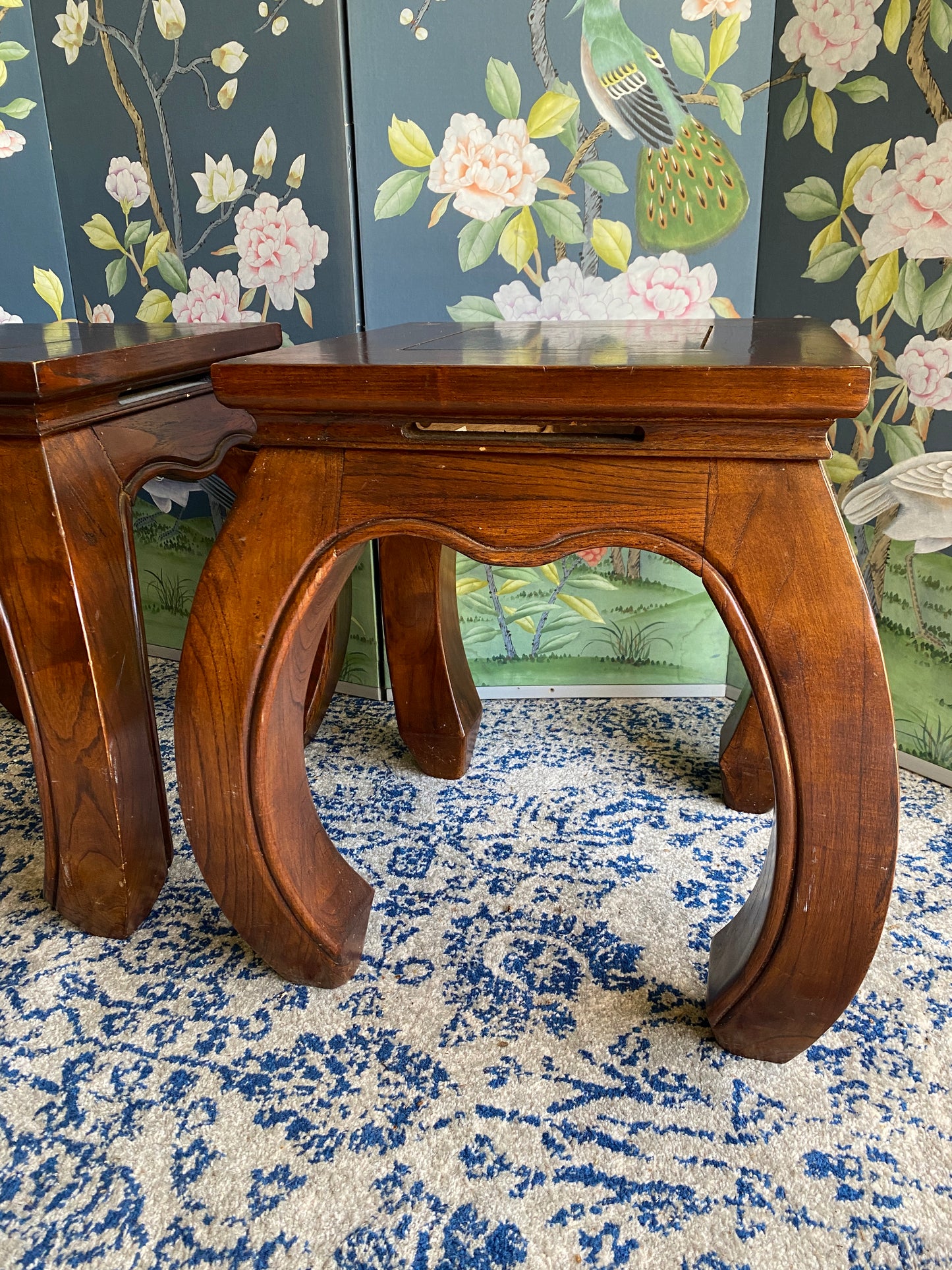 Pair Timber Stools / Side Tables