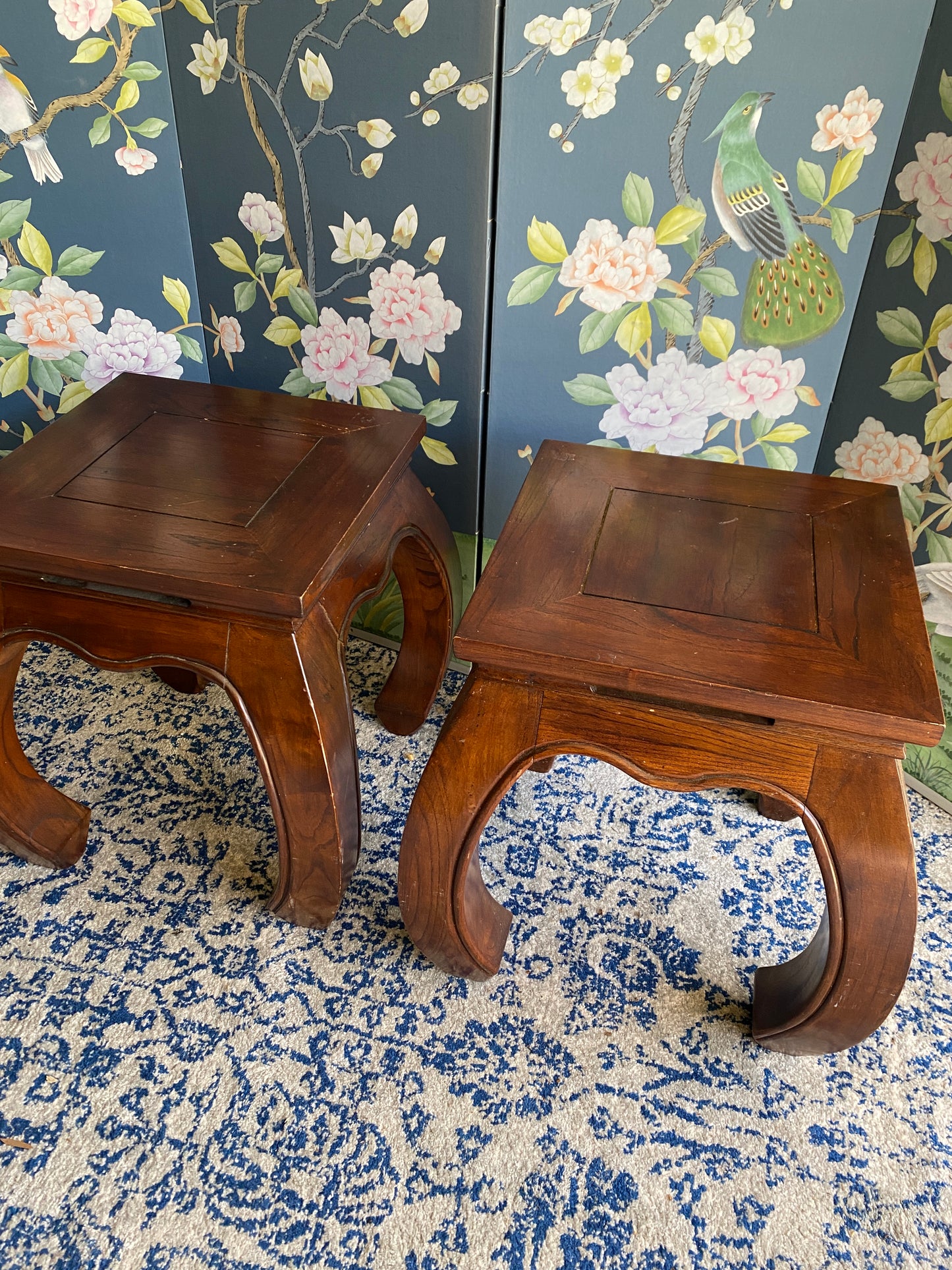 Pair Timber Stools / Side Tables