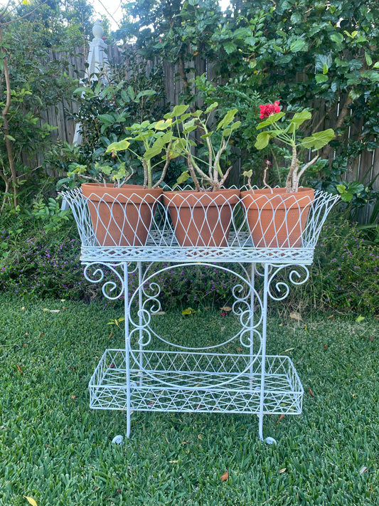 Vintage White Plant Stand