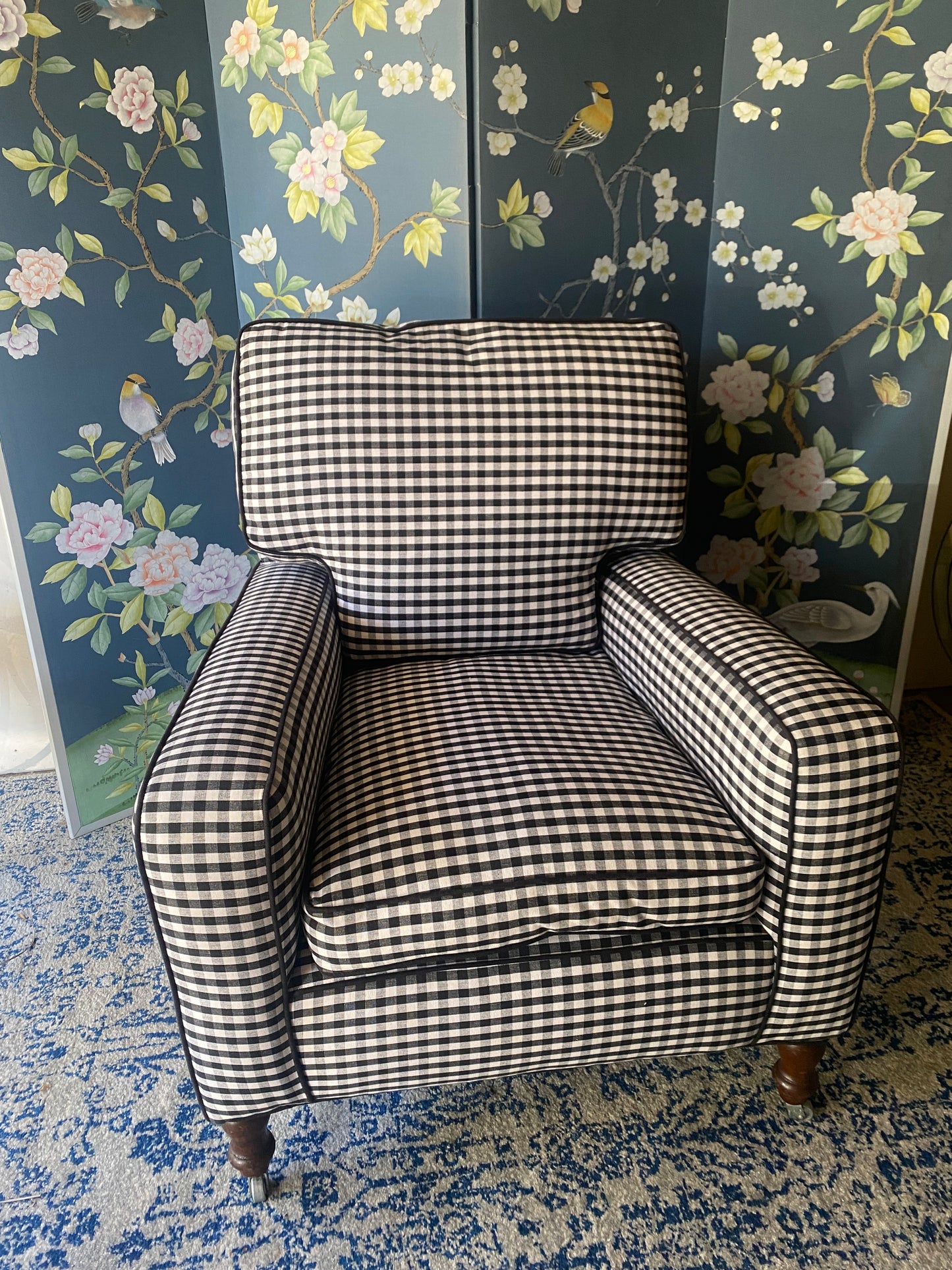 Designer Black & White Gingham Armchair