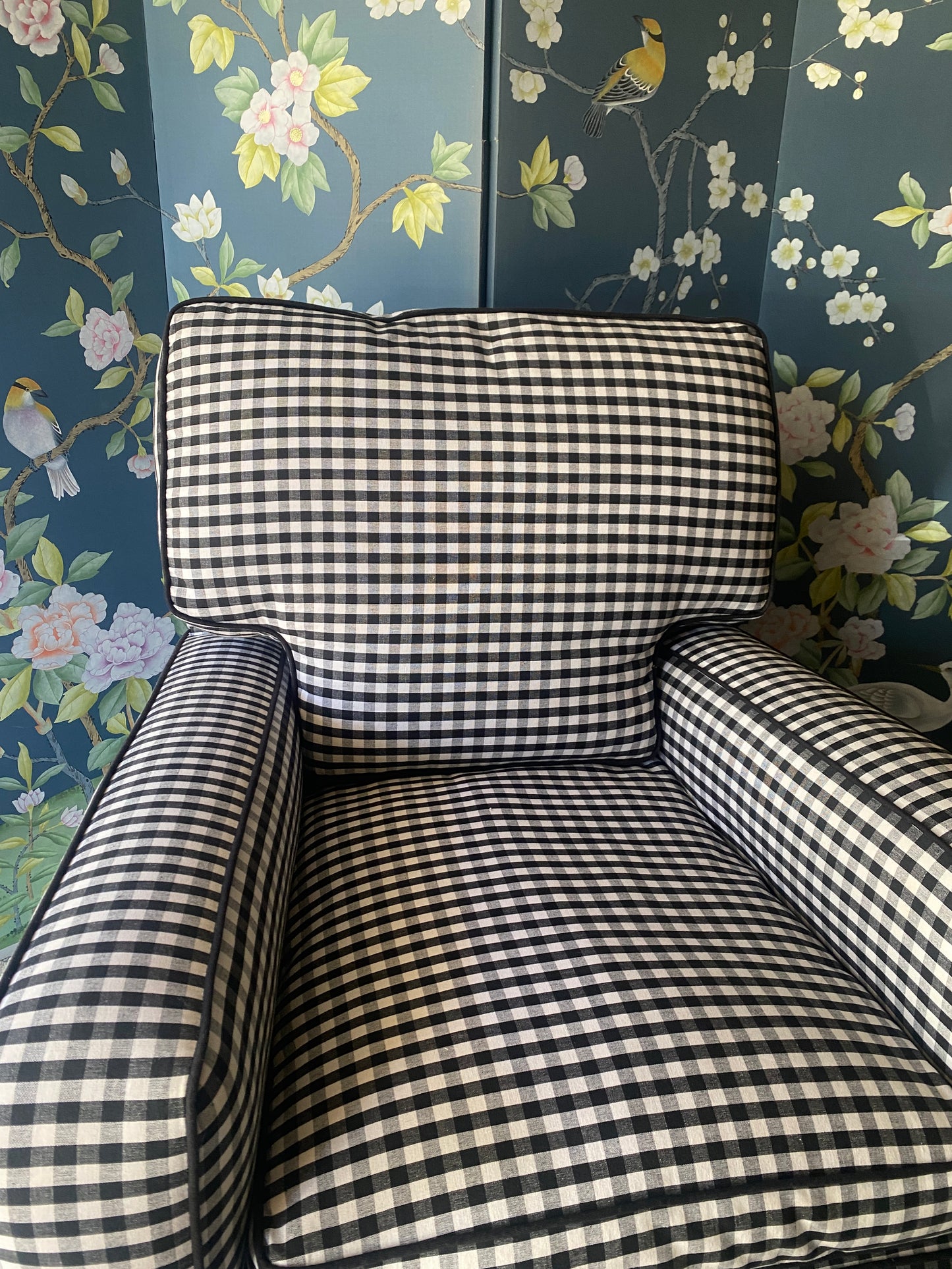 Designer Black & White Gingham Armchair