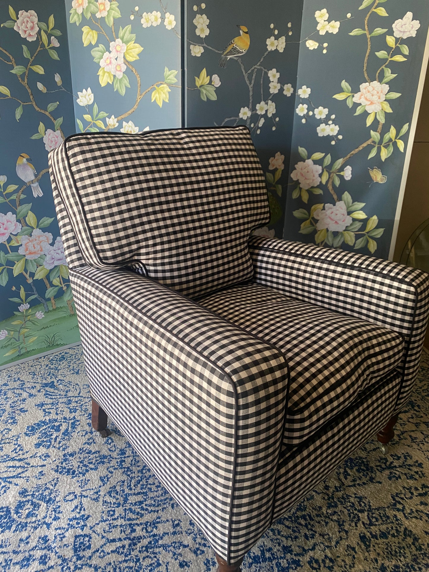 Designer Black & White Gingham Armchair