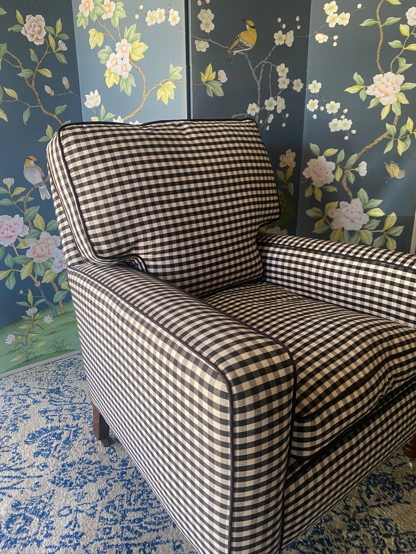 Designer Black & White Gingham Armchair