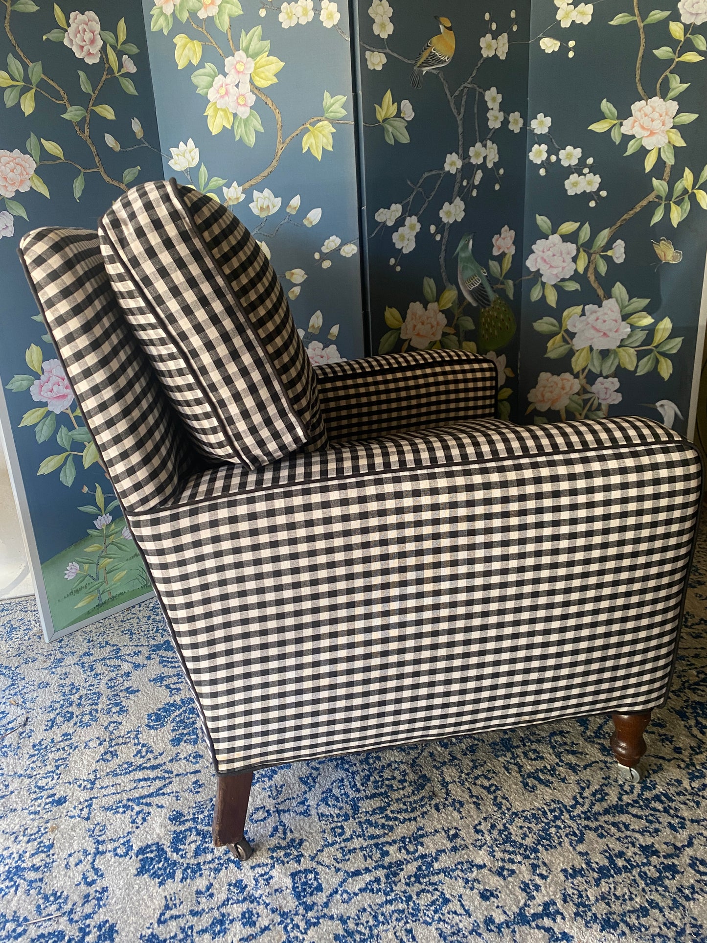 Designer Black & White Gingham Armchair