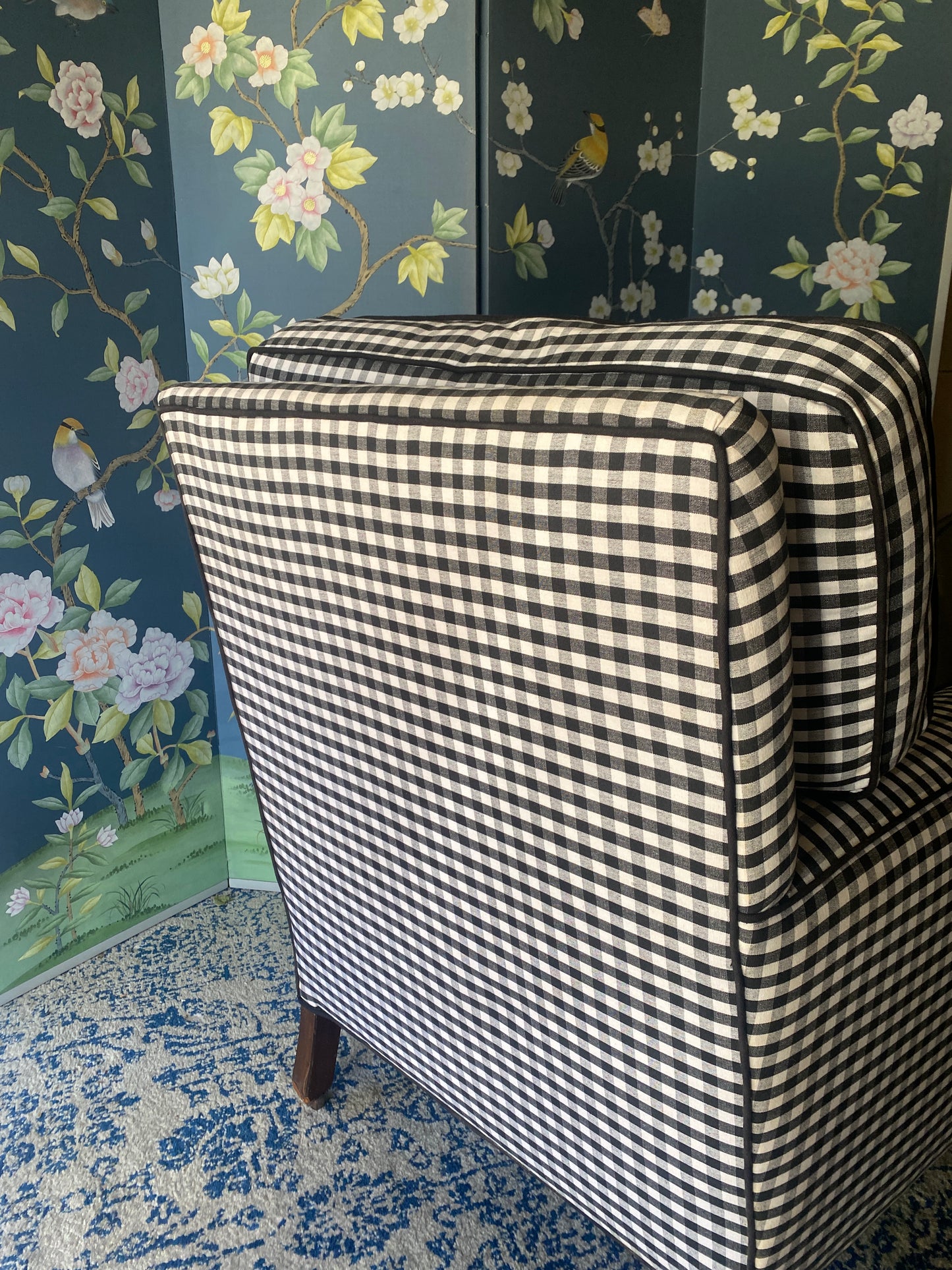 Designer Black & White Gingham Armchair
