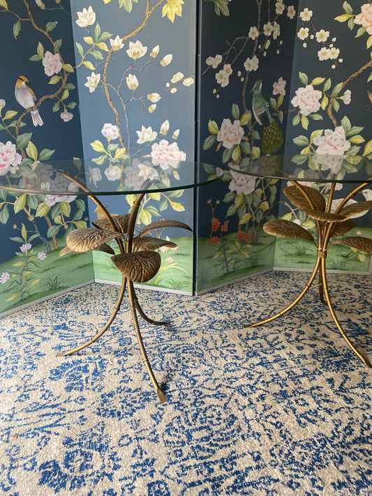 Pair of Gold Palm Side Tables