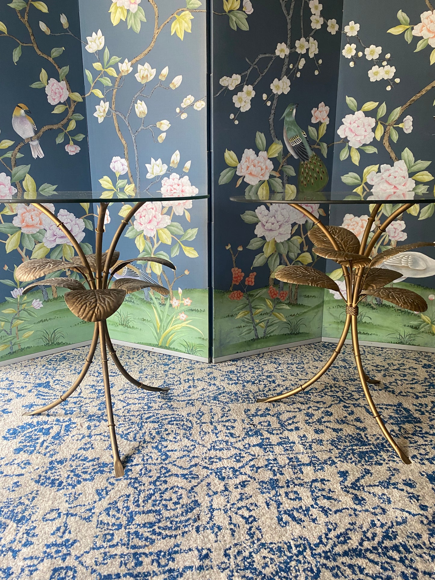 Pair of Gold Palm Side Tables