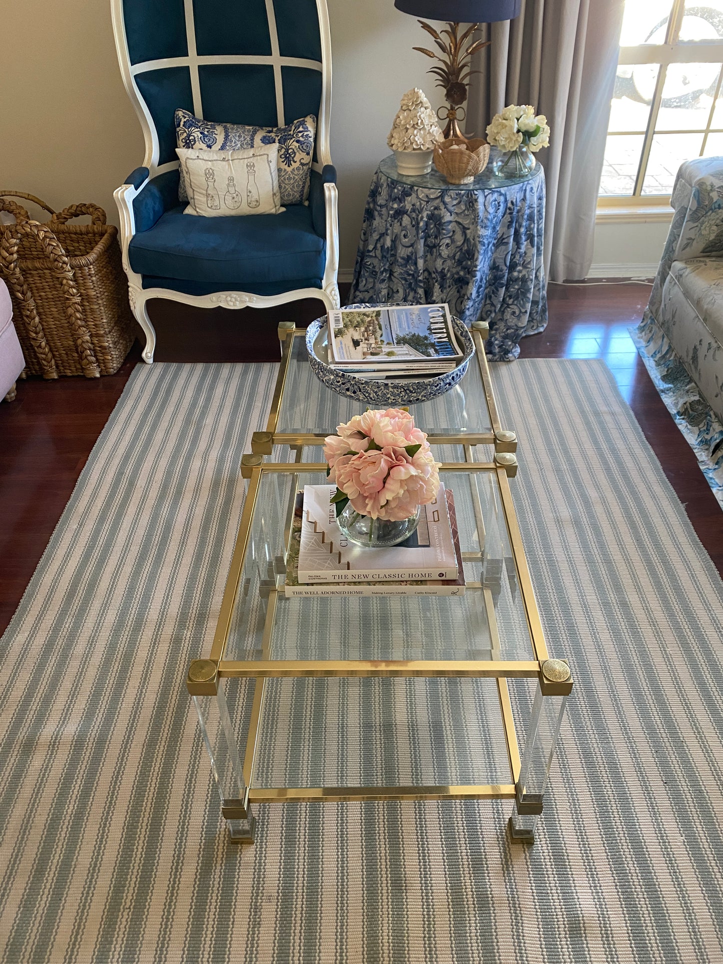 Pair Vintage Gold & Lucite Side Tables