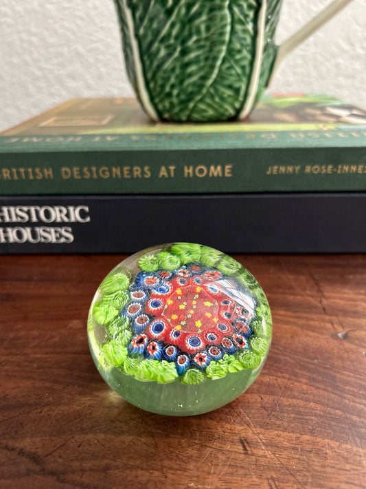 Vintage floating millefiori glass paperweight