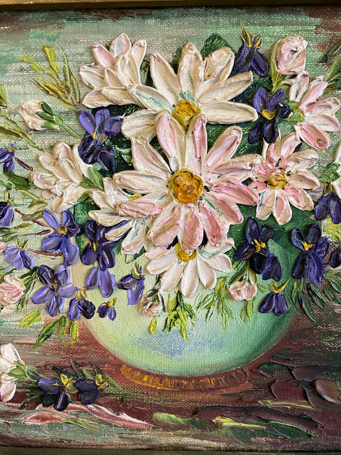 Pink & Green Daisy Painting