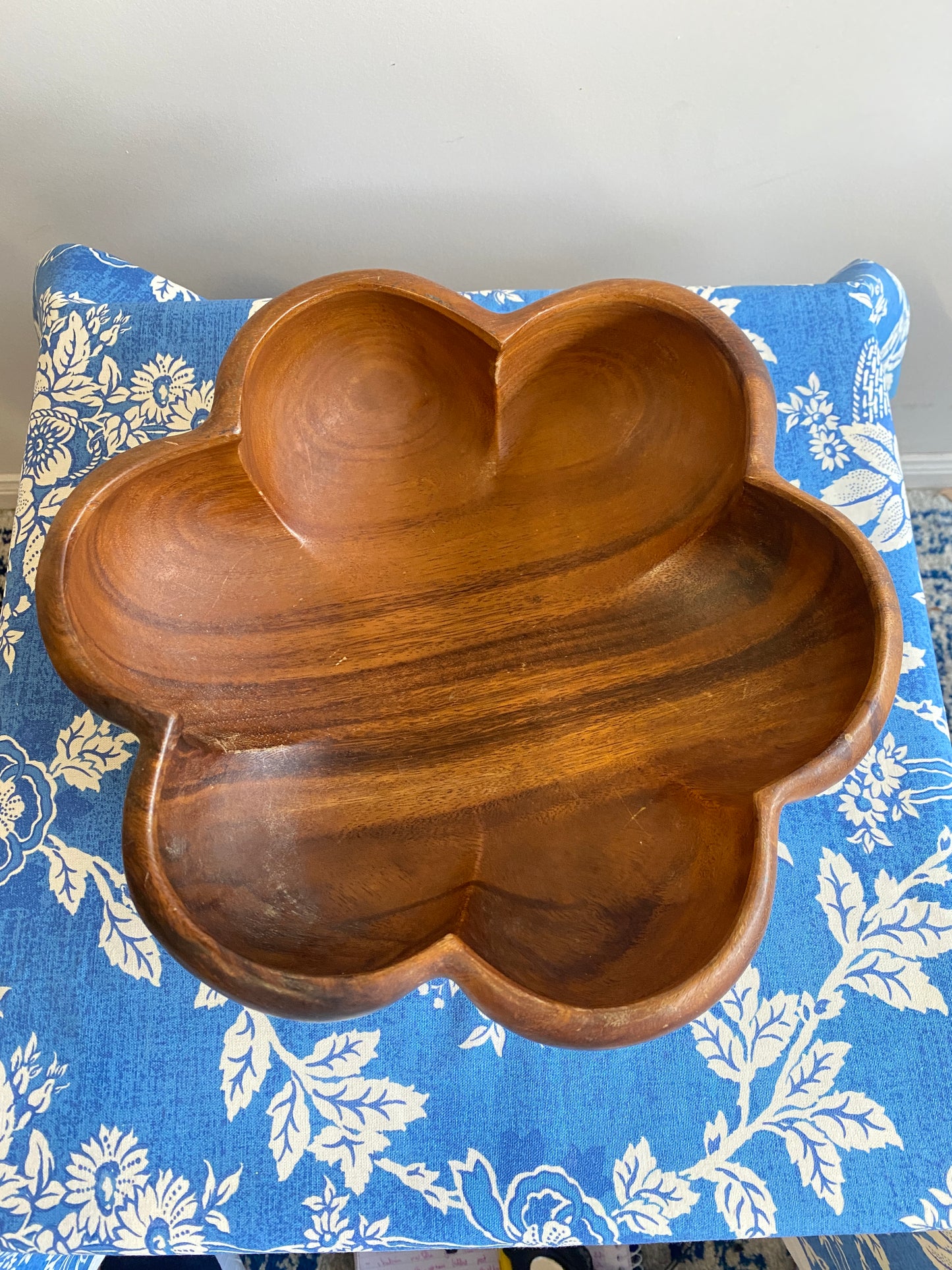 Pair Vintage Mid Century Scallop Timber Bowls