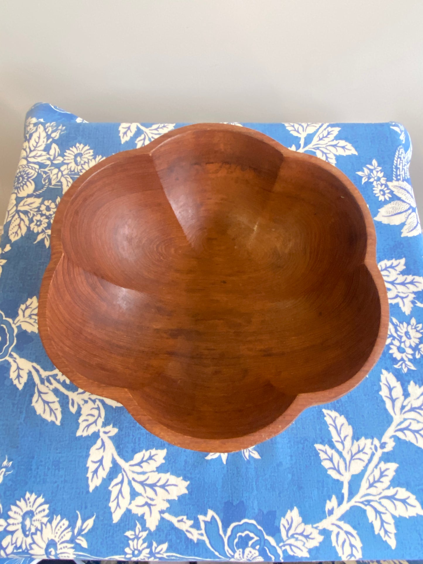 Pair Vintage Mid Century Scallop Timber Bowls