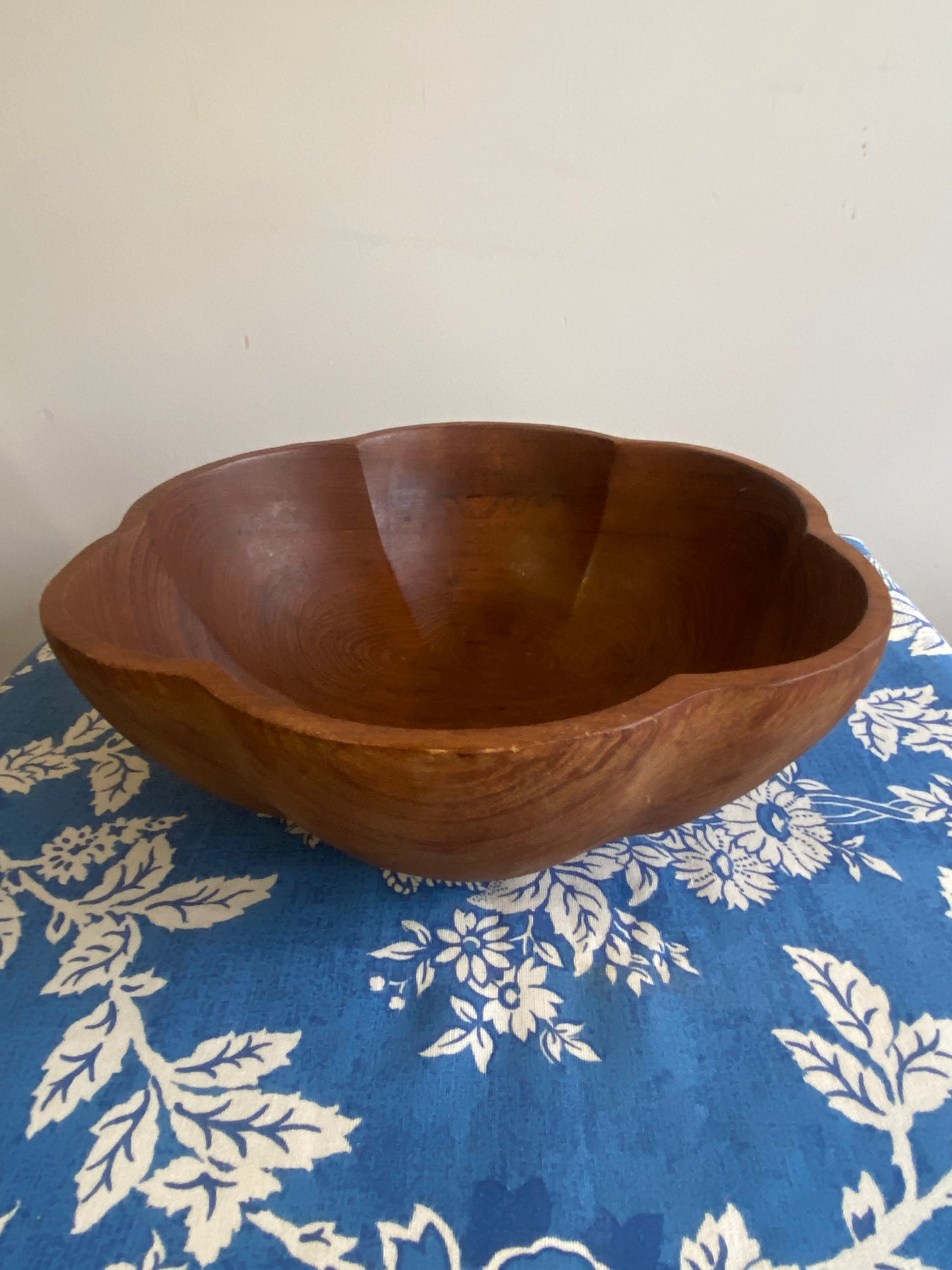 Pair Vintage Mid Century Scallop Timber Bowls