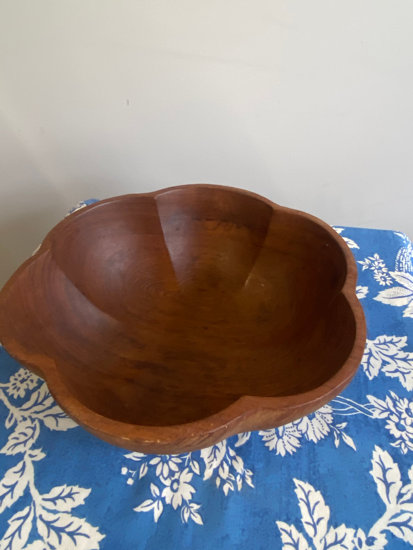 Pair Vintage Mid Century Scallop Timber Bowls