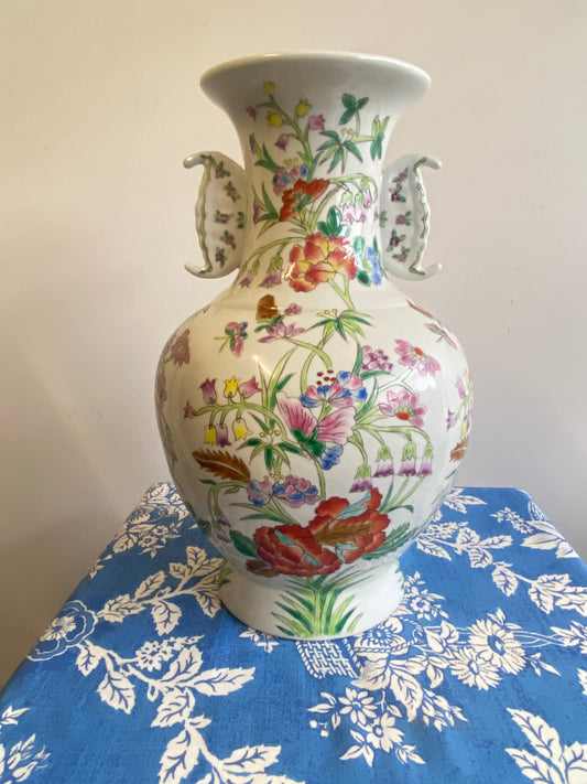 Vintage Chinoiserie Floral Vase