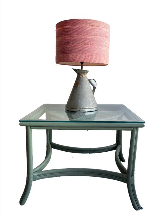 Green Cane Side Table with Lotus design