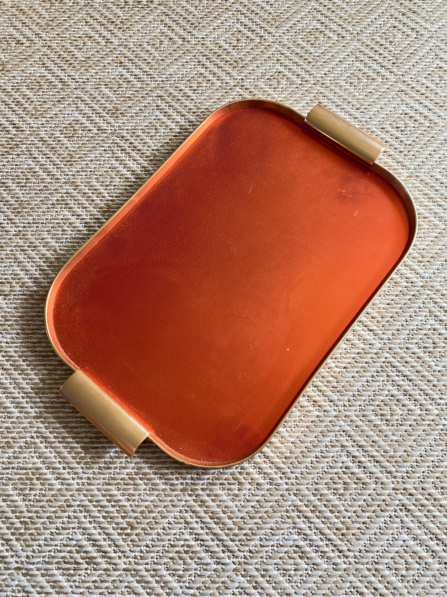 Retro vintage anodised orange tray