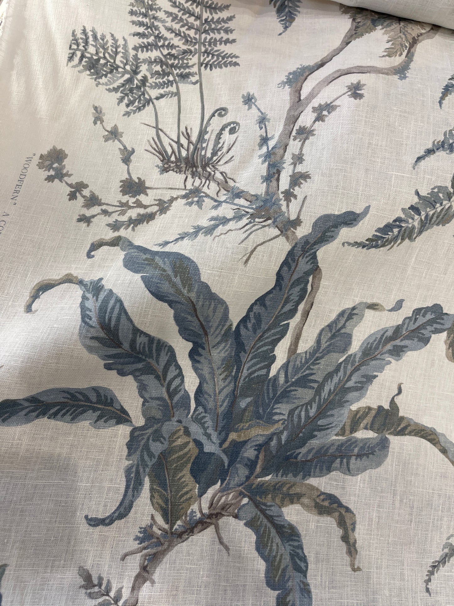 2.8m Colefax and Fowler's Woodfern in Old Blue Fabric Remnant