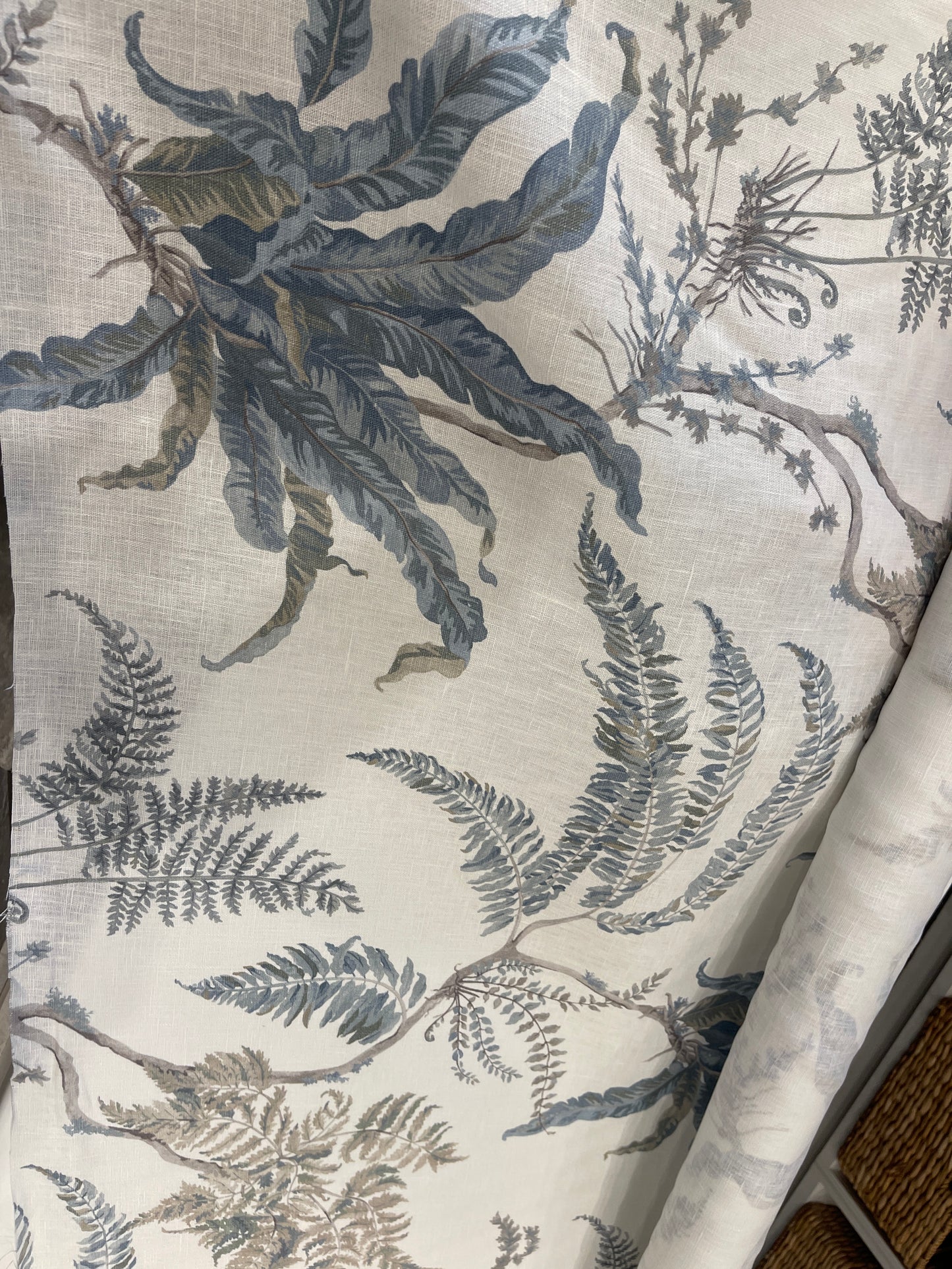 2.8m Colefax and Fowler's Woodfern in Old Blue Fabric Remnant