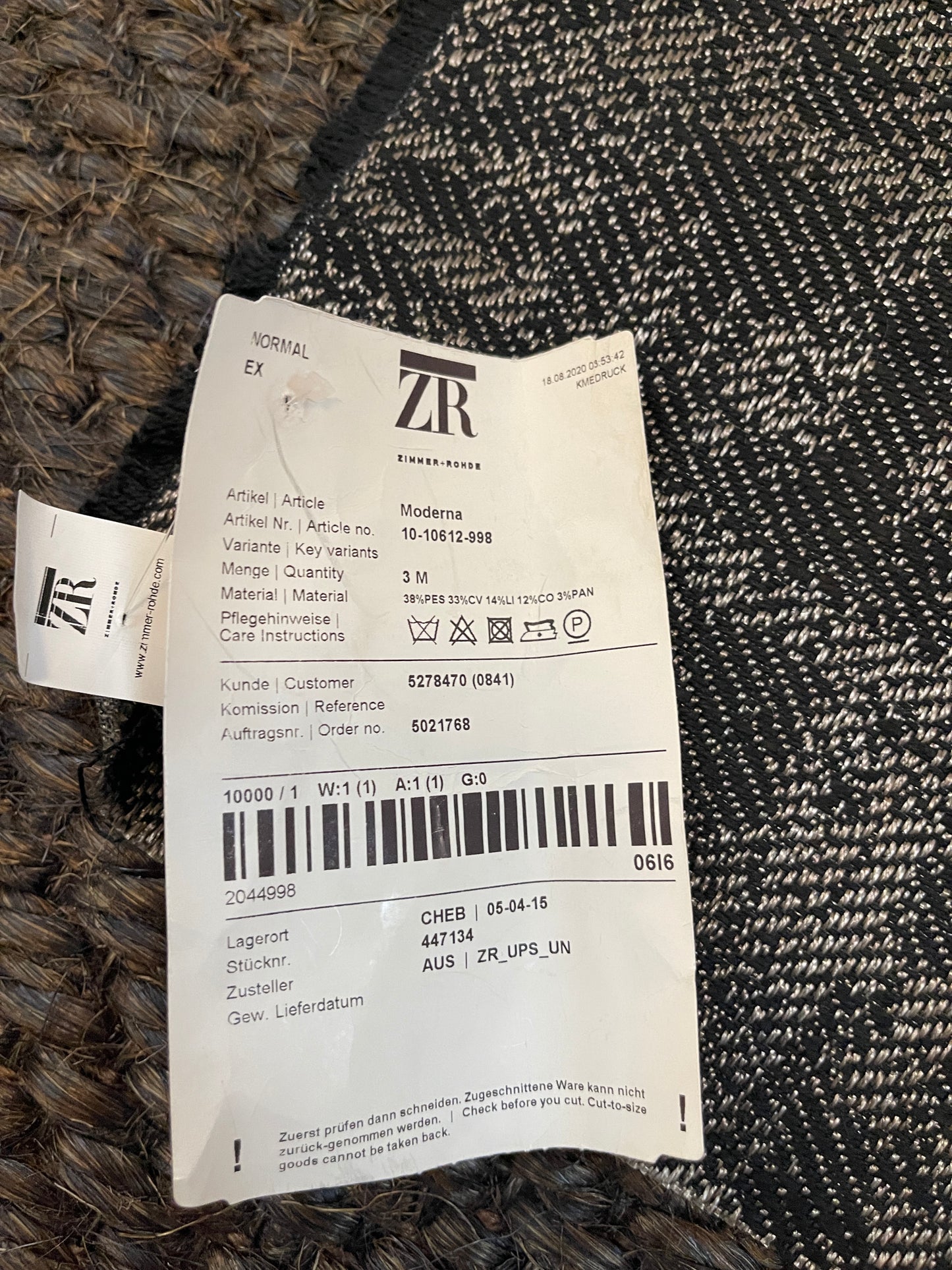 3m x Zimmer and Rohde Moderne Fabric Remnant