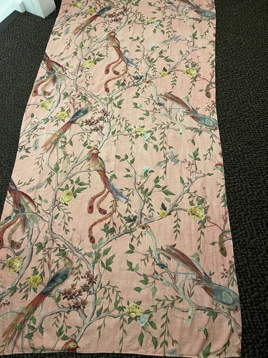 2 x 2.9m long Chivasso bird fabric drops