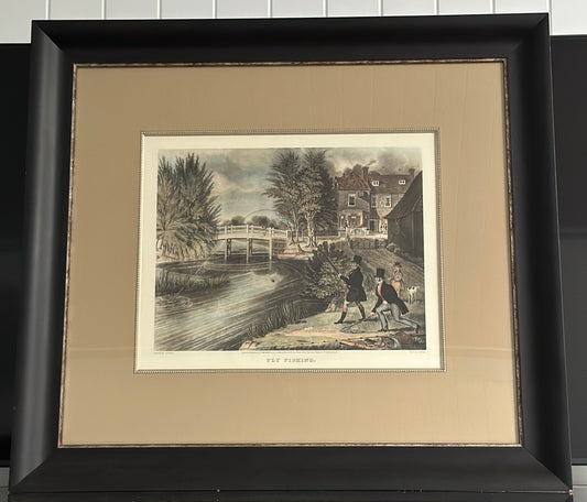 Antique Lithograph "Fly Fishing"