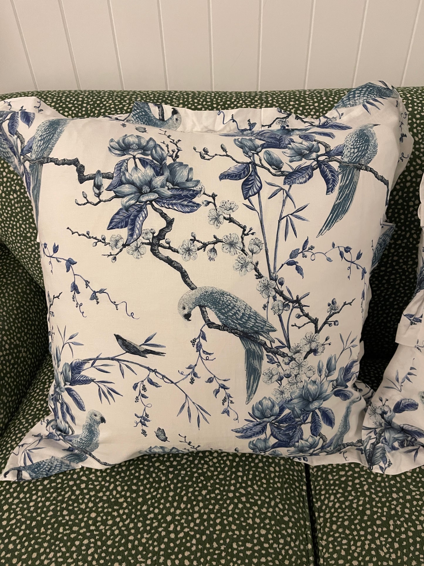 Pair Euro Blue & White Bird Pillowcases by Bianca Lorenne Linens