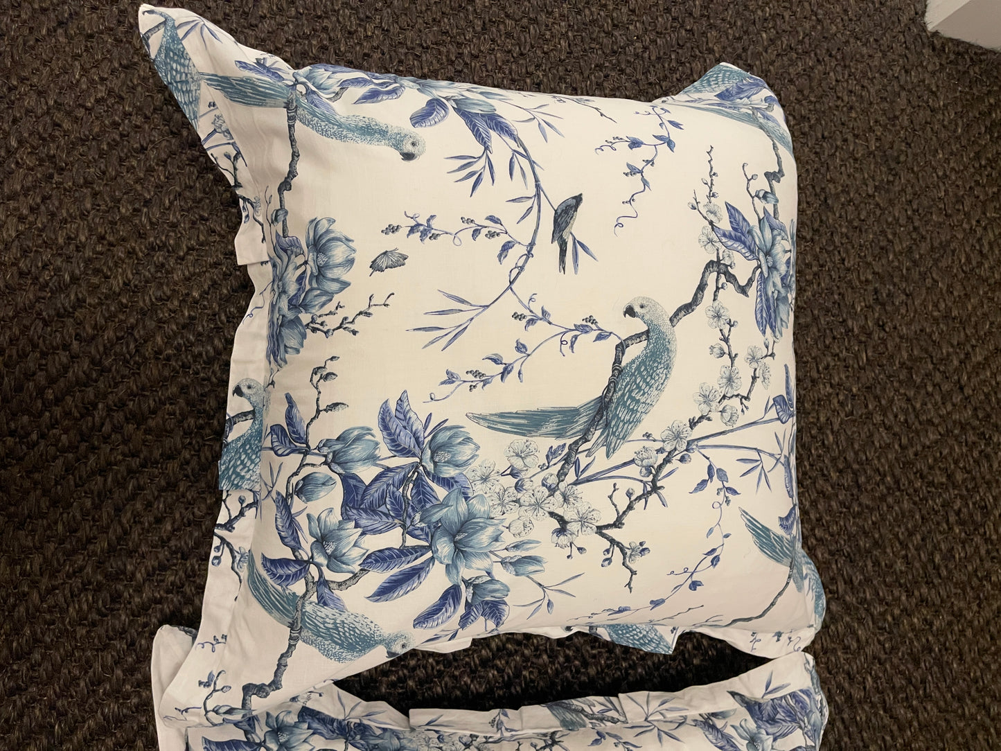 Pair Euro Blue & White Bird Pillowcases by Bianca Lorenne Linens