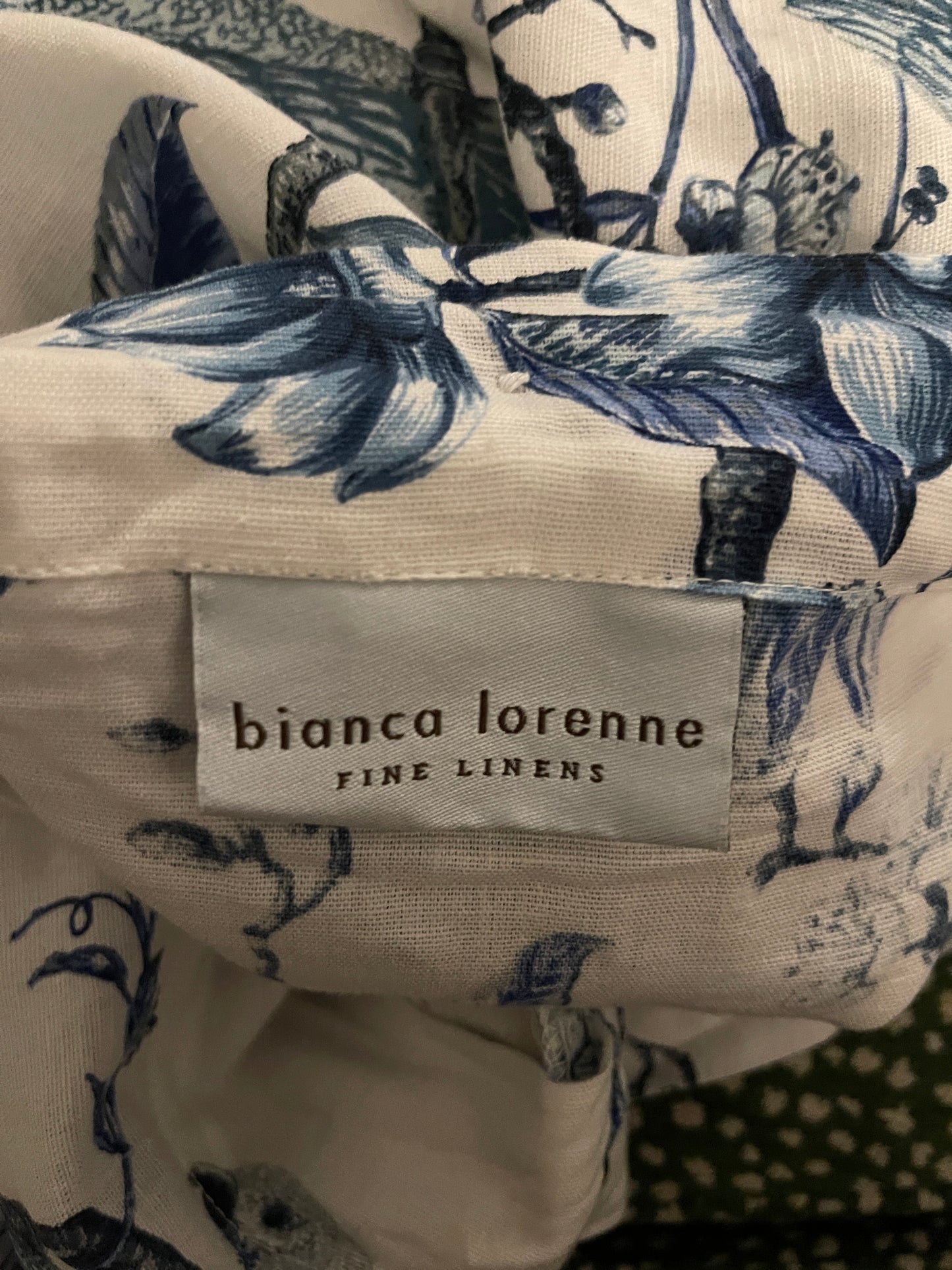 Pair Euro Blue & White Bird Pillowcases by Bianca Lorenne Linens