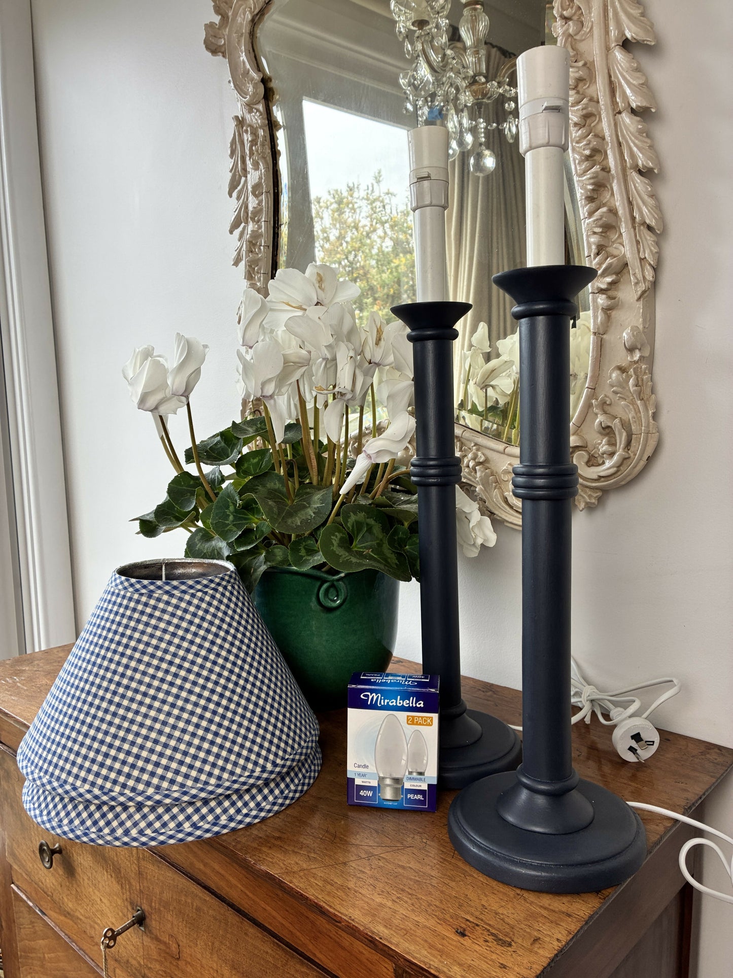 Pair of Blue Candlestick lamps